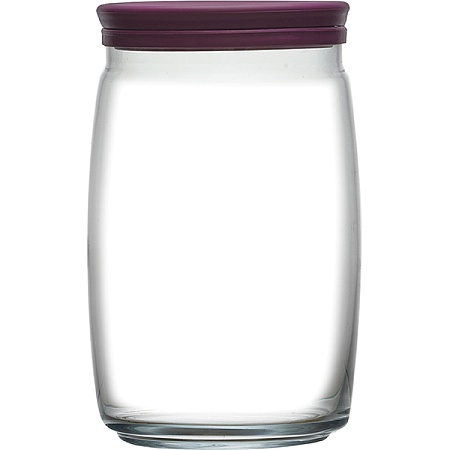 Банка круглая с крышкой «Чешни»;стекло,пластик;1,1л;D=94,H=163мм;прозр.,фиолет.