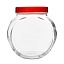 Банка круглая с крышкой «Бэлла»;стекло,пластик;200мл;D=75,H=83мм;прозр.,красный